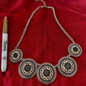 Black and Gold Colored Statement Necklace